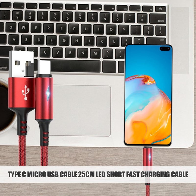 Red USB C Fast Charging Cable With LED Light And Auto Off For Laptop Phone - Image 3
