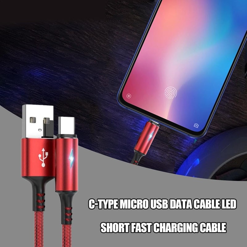 Red USB C Fast Charging Cable With LED Light And Auto Off For Laptop Phone - Image 5