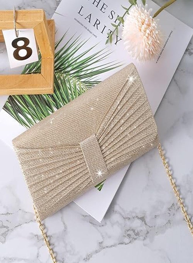 RNAZLIS Evening Bag Clutch Purses for Women Wedding Bag Sparkling Party Handbag with Detachable Chain (Gold) - Image 5
