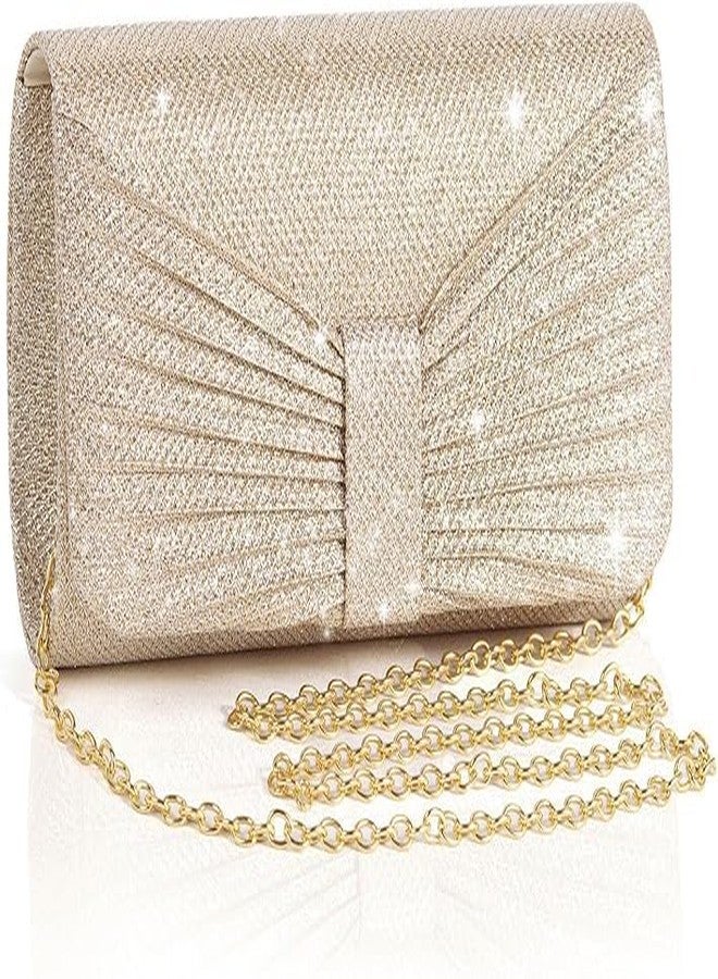 RNAZLIS Evening Bag Clutch Purses for Women Wedding Bag Sparkling Party Handbag with Detachable Chain (Gold) - Image 1