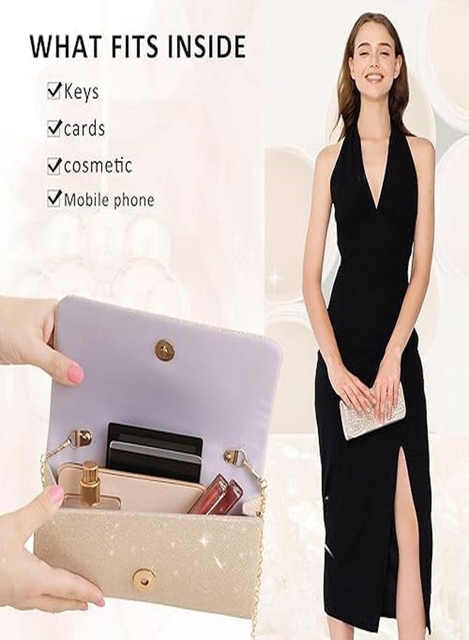 RNAZLIS Evening Bag Clutch Purses for Women Wedding Bag Sparkling Party Handbag with Detachable Chain (Gold) - Image 4