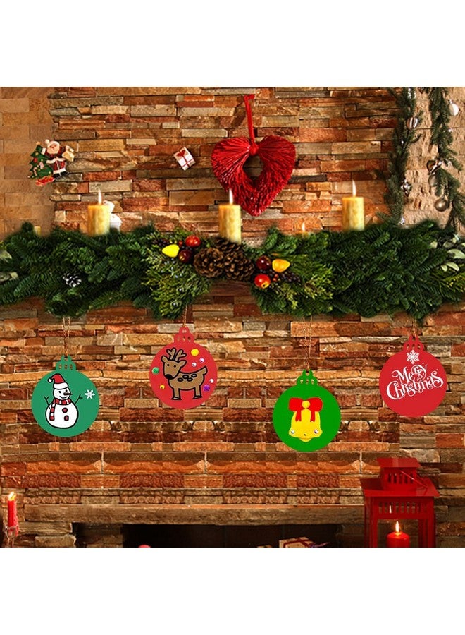 آرت ماج 50 قطعة من زينة عيد الميلاد الخشبية غير المكتملة، أقراص خشبية مستديرة فارغة للأطفال، قطع مركزية للحرف اليدوية، ديكورات معلقة للعطلات - Image 3