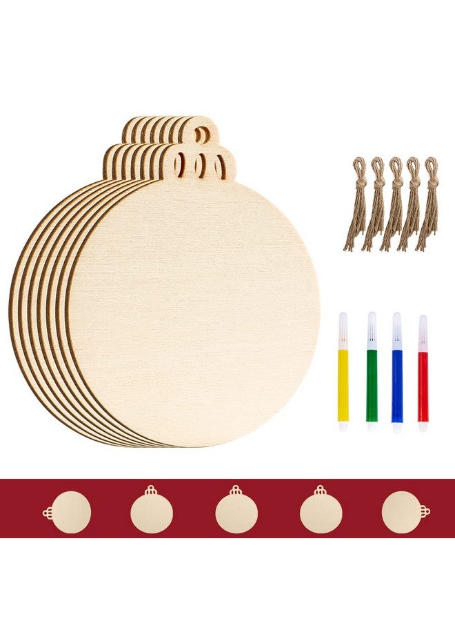 آرت ماج 50 قطعة من زينة عيد الميلاد الخشبية غير المكتملة، أقراص خشبية مستديرة فارغة للأطفال، قطع مركزية للحرف اليدوية، ديكورات معلقة للعطلات - Image 1