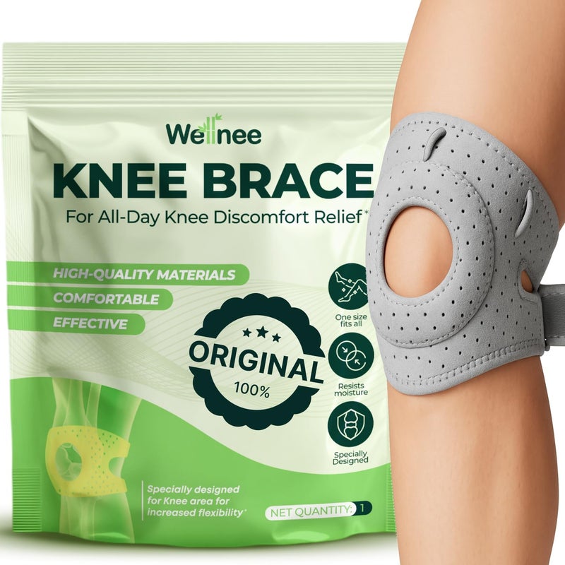 Wellnee Knee Brace with Silicone Padding - Wellknee Compression Sleeve for Men & Women - Joint Support that Massages & Boosts Circulation During Walking, Running & Exercise - Image 1