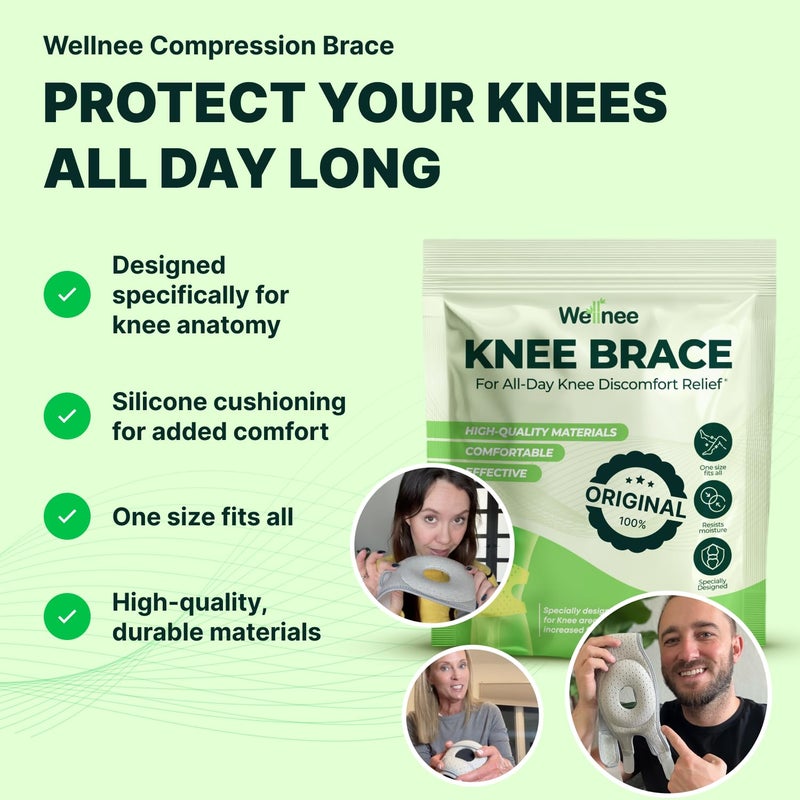 Wellnee Knee Brace with Silicone Padding - Wellknee Compression Sleeve for Men & Women - Joint Support that Massages & Boosts Circulation During Walking, Running & Exercise - Image 5