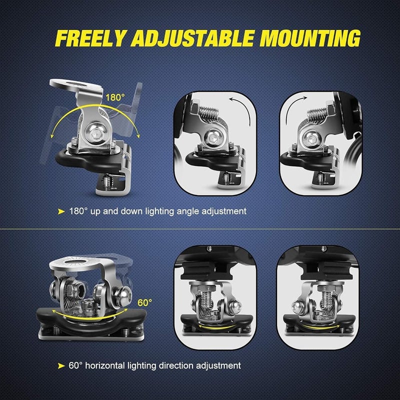 Nilight Led Light Bar Mounting Bracket, Nilight 2Pcs Universal Adjustable Pillar Hood Led Work Light Mount Bracket Clamp Holder For Off Road Jeep Truck Suv Installing Without Drilling, 2 Years Warranty - Image 4
