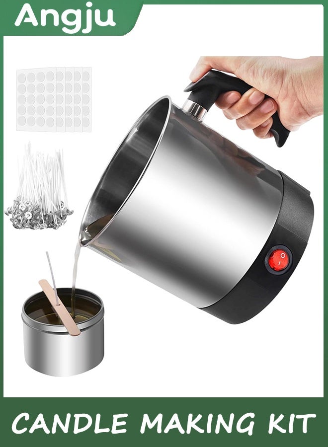 انججو مجموعة صنع الشموع للبالغين المبتدئين ، ذوبان الشمع لصنع الشموع ، DIY البداية الشموع صنع الإمدادات مع وعاء ذوبان الشمع 1.3 لتر ، 100 شمعة من الشموع ، 10 حاملين من الشموع الخشبية و 100 ملصقات - Image 1