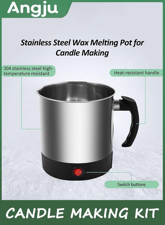 انججو مجموعة صنع الشموع للبالغين المبتدئين ، ذوبان الشمع لصنع الشموع ، DIY البداية الشموع صنع الإمدادات مع وعاء ذوبان الشمع 1.3 لتر ، 100 شمعة من الشموع ، 10 حاملين من الشموع الخشبية و 100 ملصقات - Image 2