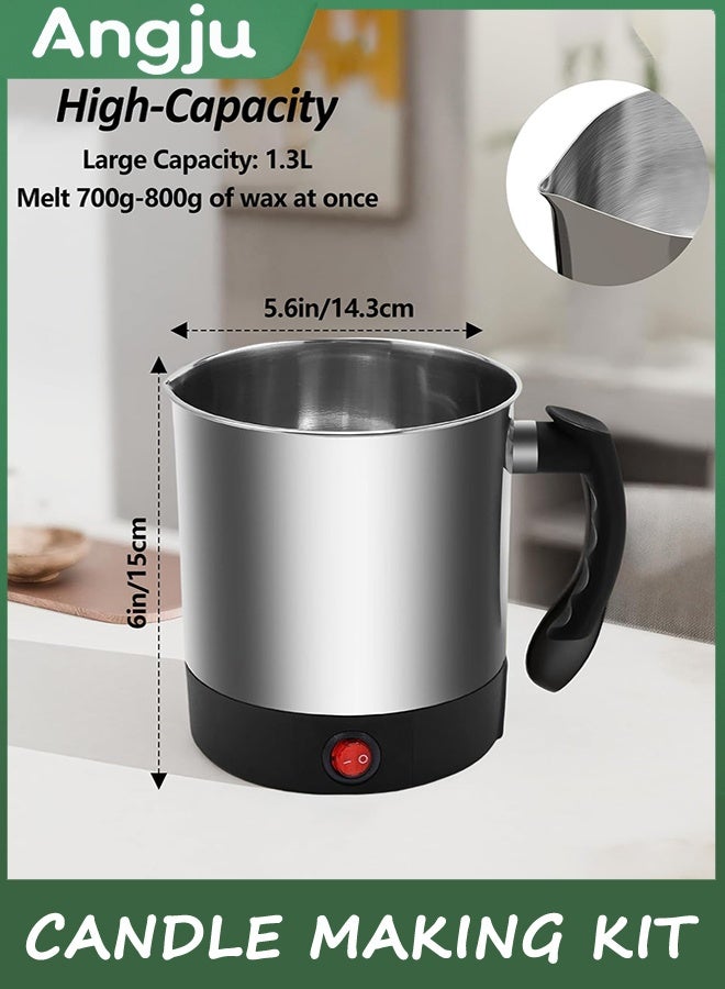 انججو مجموعة صنع الشموع للبالغين المبتدئين ، ذوبان الشمع لصنع الشموع ، DIY البداية الشموع صنع الإمدادات مع وعاء ذوبان الشمع 1.3 لتر ، 100 شمعة من الشموع ، 10 حاملين من الشموع الخشبية و 100 ملصقات - Image 3