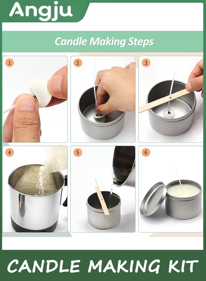 انججو مجموعة صنع الشموع للبالغين المبتدئين ، ذوبان الشمع لصنع الشموع ، DIY البداية الشموع صنع الإمدادات مع وعاء ذوبان الشمع 1.3 لتر ، 100 شمعة من الشموع ، 10 حاملين من الشموع الخشبية و 100 ملصقات - Image 4
