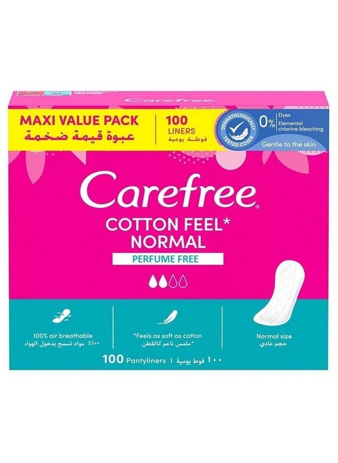 Carefree Cotton Feel Normal Perfume Free 100 Panty Liners 