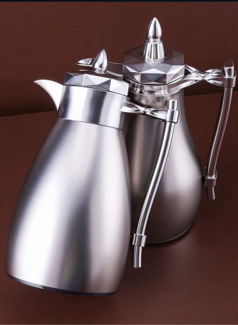 Two-piece thermos set for tea and coffee, elegantly designed in full stainless steel. - Image 2
