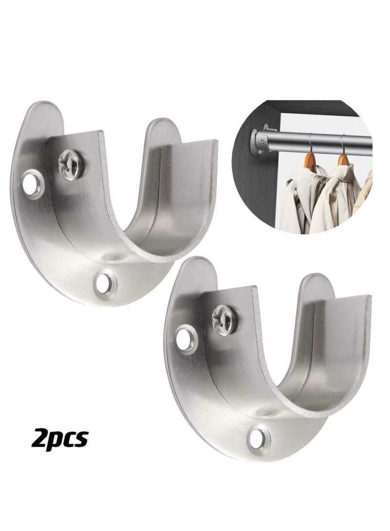 Heavy Duty Closet Rod Brackets Closet Shower Rod Bracket Closet Rod Holders Closet Pole Sockets Closet Rod Supports for Rod (2 PCS, Silver)  - Image 1