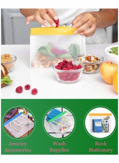 Y&D 10 Pack Reusable Silicone Bags Leakproof Freezer Food Storage for Lunch Marinate Travel 3 Gallon Snack 4 Sandwich  - Image 2