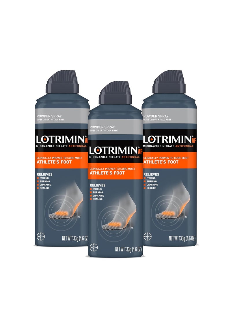 Lotrimin Lotrimin AF Athlete's Foot Powder Spray, Miconazole Nitrate 2%, Clinically Proven Effective Antifungal Treatment of Most AF, Jock Itch and Ringworm, 4.6 Ounce (Pack of 3) 