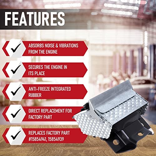 AA Ignition Engine Motor Mount Set of 2 with Heat Shield - Compatible with Chevy, Cadillac & GMC - 07 - 14 Escalade, Silverado, Suburban, Tahoe, Sierra, Yukon - Replaces 15854939,15854941, A5365 - Engine Mounts - Image 2