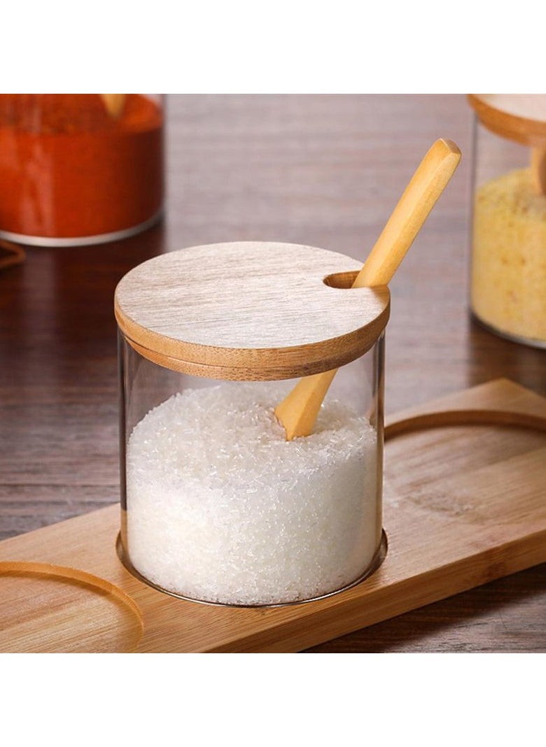 Generic 3-piece spice set with holder and spoons, made of glass and wood  - Image 5