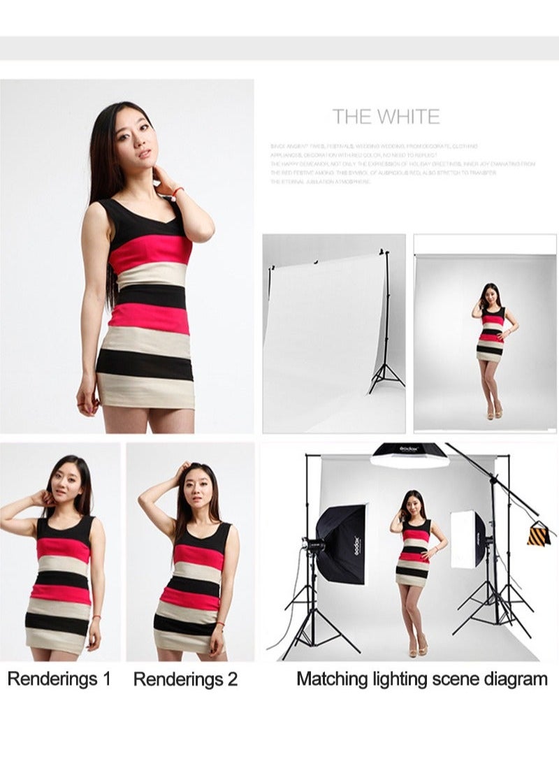 FlashHawk - 3*3m/10*10ft Professional White Screen Backdrop Studio Photography Background with 4 Non-Marking Nails and Clips for Portrait Product Shooting - Image 1
