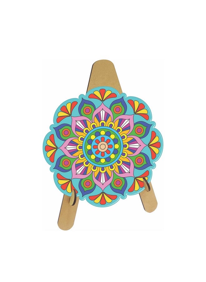 RATNA'S Wooden Mandala Art The Coloring Kit with 6 Design MDF Frame & Water Color for Kids - Image 2