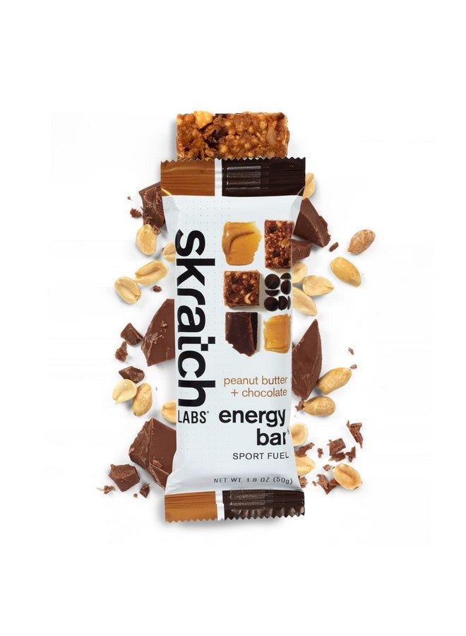 Skratch Labs Energy Bar | Peanut Butter + Chocolate (12 Pack) | Plant Based Healthy Snack | Low Sugar - 5g Protein | Non-GMO, Gluten Free, Soy Free, Vegan, Kosher