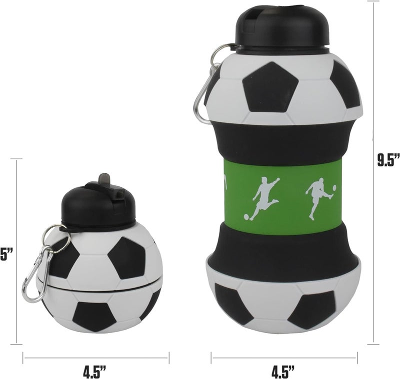 Maccabi Art Clip-On Collapsible 1 Liter  34 oz. size BPA-Free Silicone Soccer Ball Large Water Bottle for Kids - Image 2