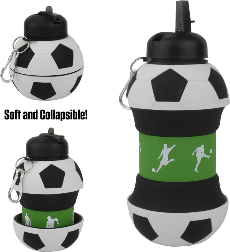 Maccabi Art Clip-On Collapsible 1 Liter  34 oz. size BPA-Free Silicone Soccer Ball Large Water Bottle for Kids - Image 3