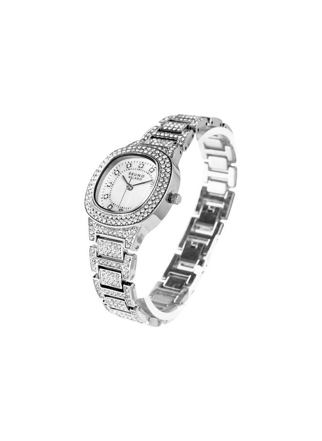 Bruno Milano BRUNO MILANO Metal Diamond Studded Fashionable Analog Watch Jewellery Buckle For Women And Girls (White Mother Of Pearl)  - Image 2