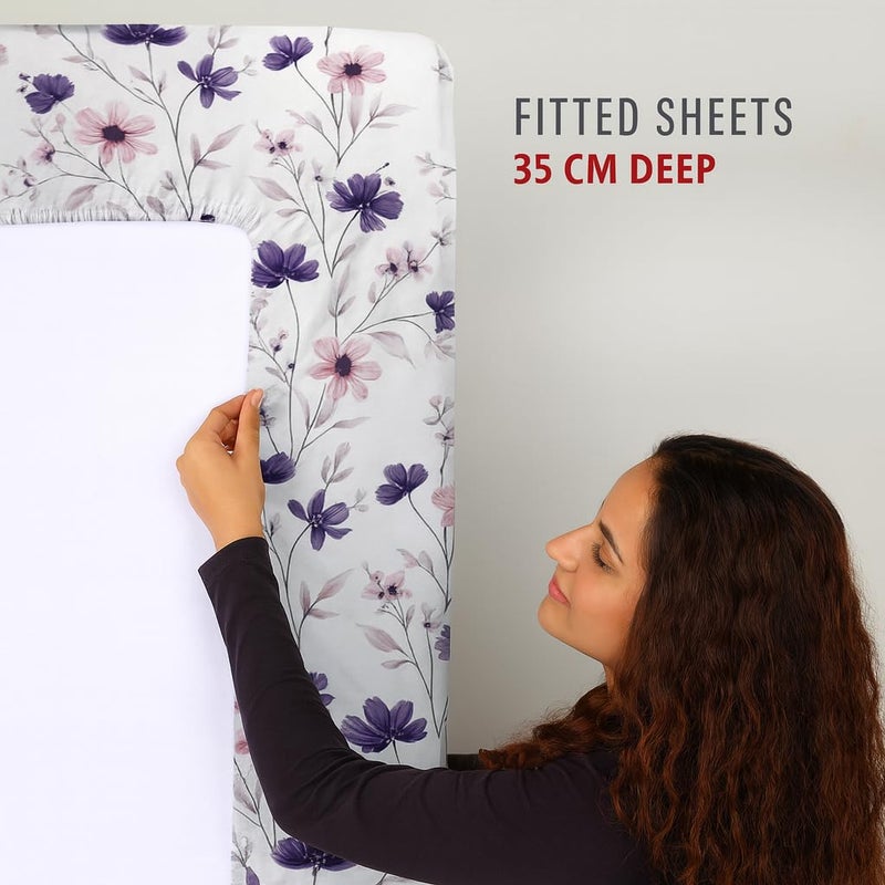 Amali  6 piece Polycotton Bed Sheet Queen Size (160x200+35) cm 1 Fitted Sheet, 1 Duvet Cover and 2 Standard & 2 Oxford Pillowcases Soft Breathable & Durable Fabric for Home Use - Image 5