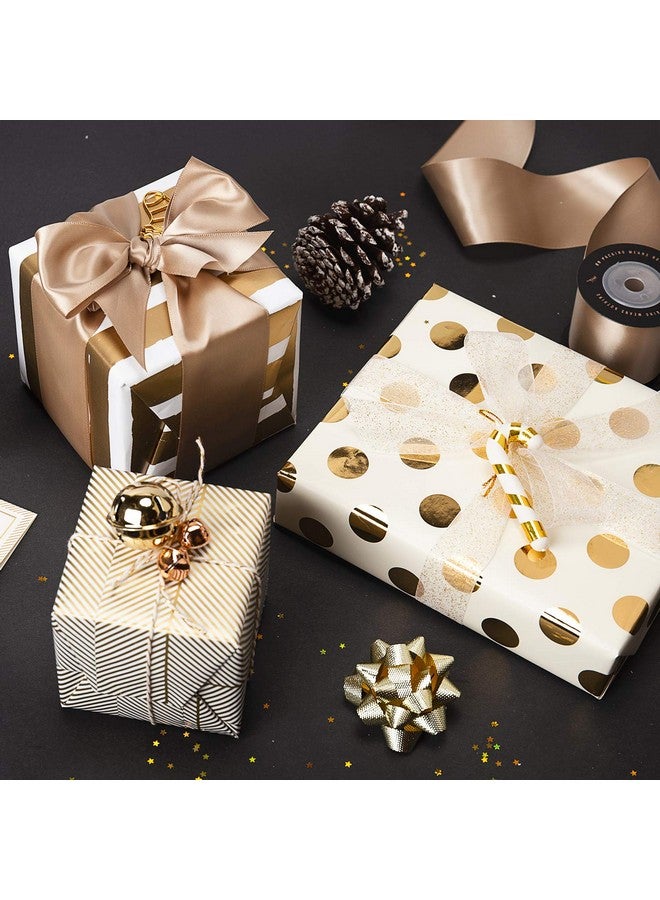 لفة ورق تغليف ذهبية من WRAPAHOLIC - طباعة ذهبية لتغليف أعياد الميلاد والعطلات وحفلات الزفاف وحفلات استقبال المولود الجديد - 3 لفات - 30 بوصة × 120 بوصة لكل لفة - Image 3