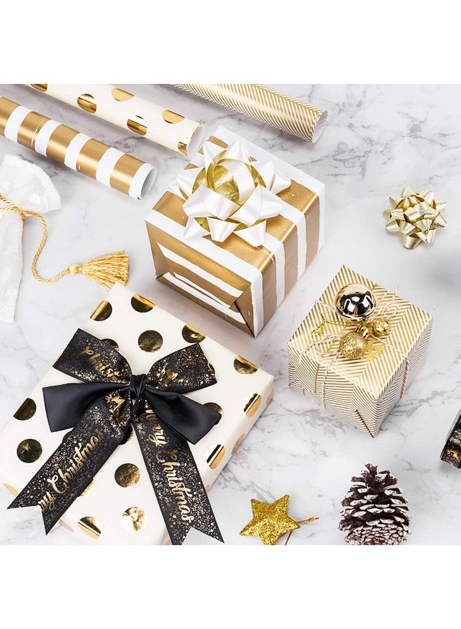 لفة ورق تغليف ذهبية من WRAPAHOLIC - طباعة ذهبية لتغليف أعياد الميلاد والعطلات وحفلات الزفاف وحفلات استقبال المولود الجديد - 3 لفات - 30 بوصة × 120 بوصة لكل لفة - Image 5