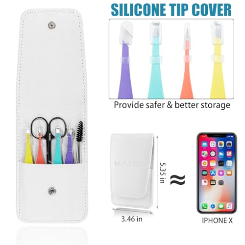 MAYKI Eyebrow Tweezers Women 6Pcs, Full Size Professional Eyebrow Tweezers Kit, Precision Tweezers Set for Eyebrow/Ingrown Hairs/Splinter/Facial Hair Removal, Stainless Steel Women Tweezers by MAYKI - Image 4