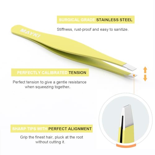 MAYKI Eyebrow Tweezers Women 6Pcs, Full Size Professional Eyebrow Tweezers Kit, Precision Tweezers Set for Eyebrow/Ingrown Hairs/Splinter/Facial Hair Removal, Stainless Steel Women Tweezers by MAYKI - Image 5