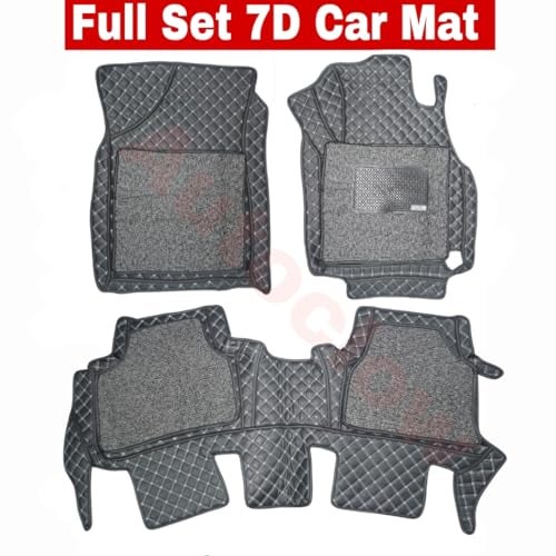 Autoclow/Premium 7D Car Mat for Kia Seltos (Model : 2023-2026) || Luxury Leather Dual-Stitch 7D Car Floor Mat Full Set || 100% Waterproof ||Color : Silver Stitch-Silver Grass (Design-1) - Image 2