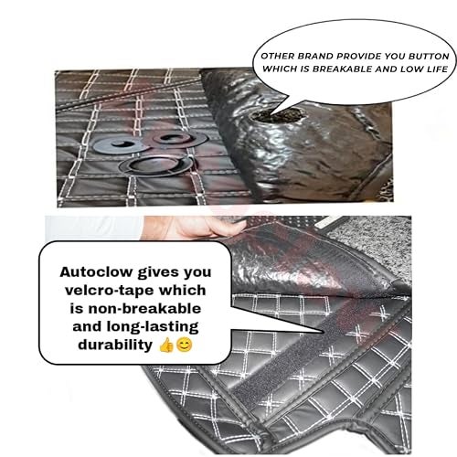 Autoclow/Premium 7D Car Mat for Kia Seltos (Model : 2023-2026) || Luxury Leather Dual-Stitch 7D Car Floor Mat Full Set || 100% Waterproof ||Color : Silver Stitch-Silver Grass (Design-1) - Image 5