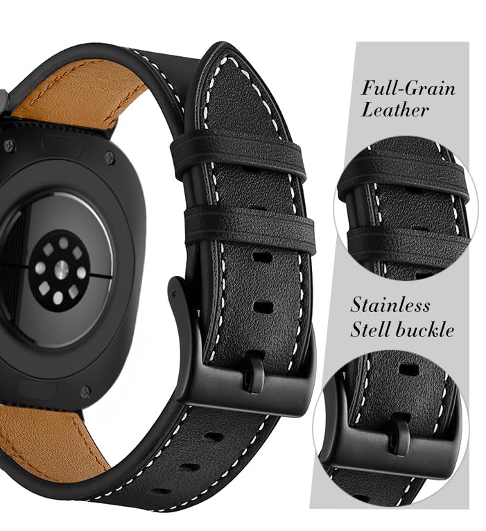 Olytop Galaxy Watch 8 Classic Band 46mm, Bands for Samsung Galaxy Watch8 40mm/44m (2025), Business Leather Wristband Replacement Strap for Men Women, Black+Brown - Image 3