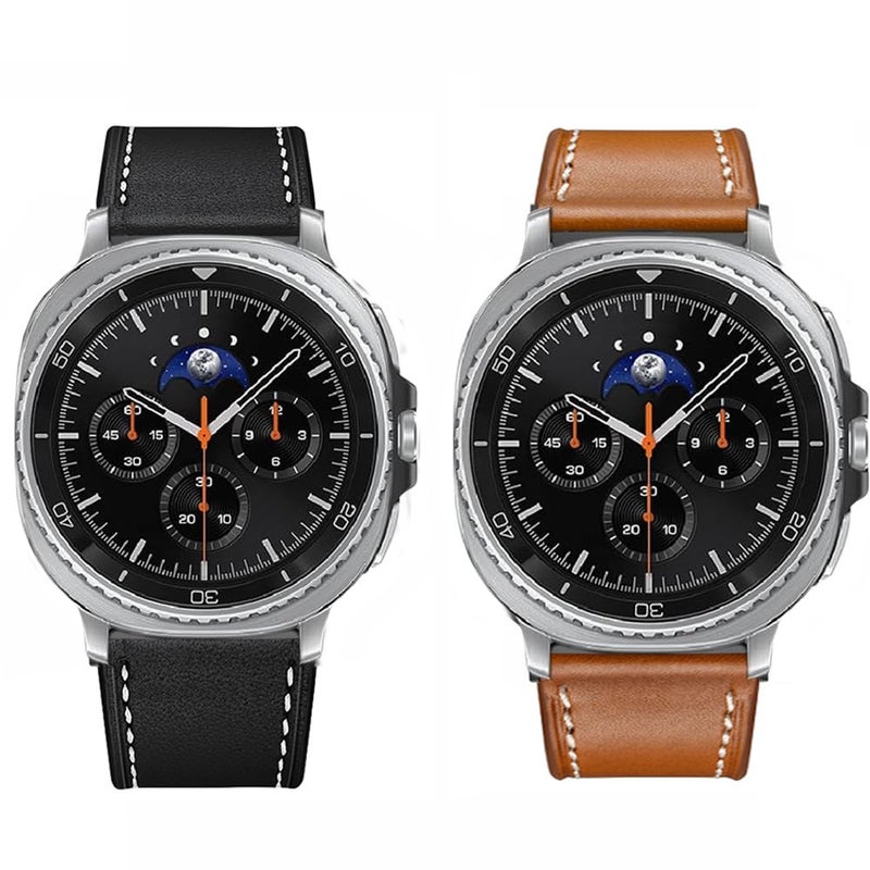 Olytop Galaxy Watch 8 Classic Band 46mm, Bands for Samsung Galaxy Watch8 40mm/44m (2025), Business Leather Wristband Replacement Strap for Men Women, Black+Brown - Image 5