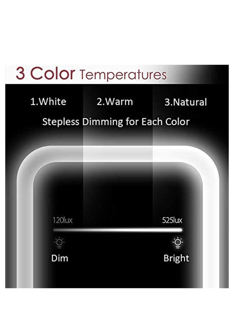 كابتن تيك Makeup Mirror with Light and Magnifying, Lighted Vanity with Touch Screen Dimmable, Intelligent Switch, Portable and Foldable Stand Makeup Mirror for Tabletop, Bathroom 3 Color - Image 4