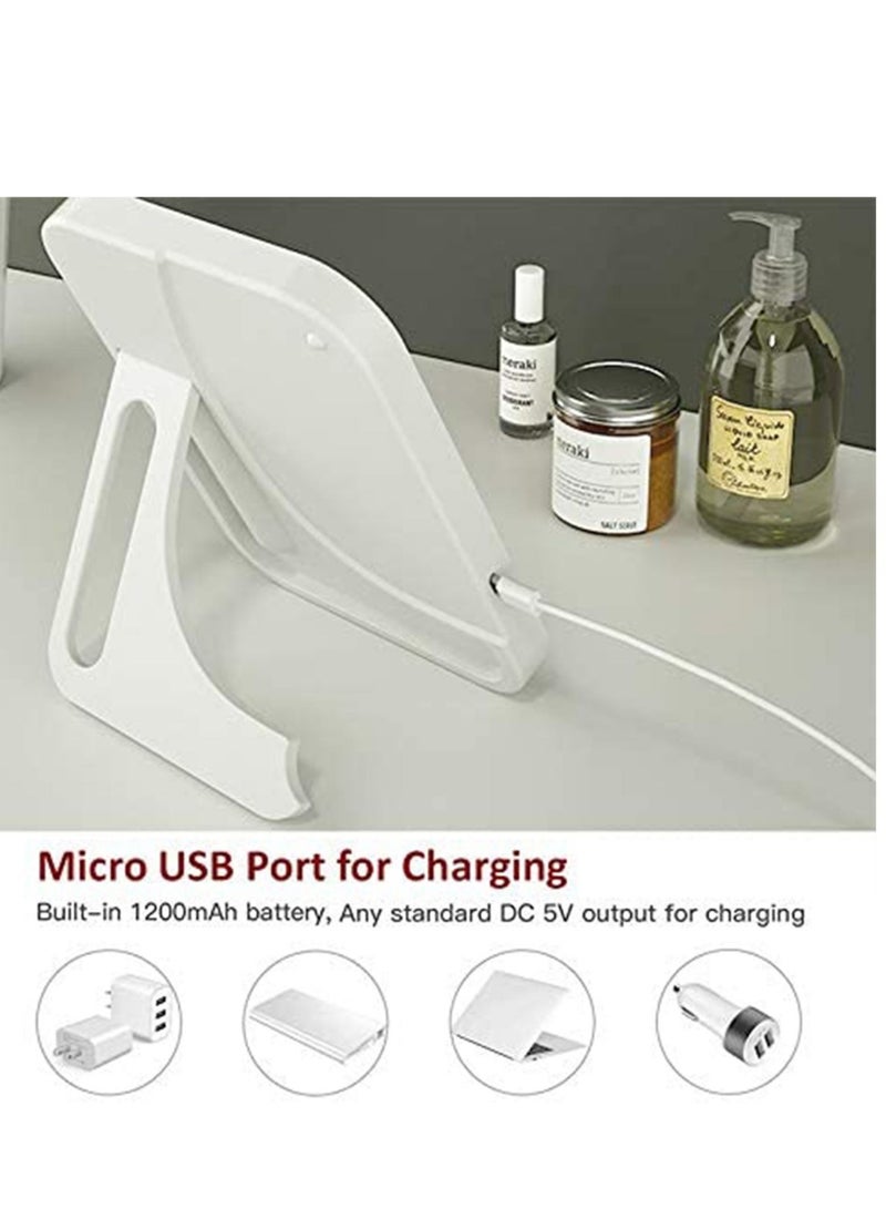 كابتن تيك Makeup Mirror with Light and Magnifying, Lighted Vanity with Touch Screen Dimmable, Intelligent Switch, Portable and Foldable Stand Makeup Mirror for Tabletop, Bathroom 3 Color - Image 5