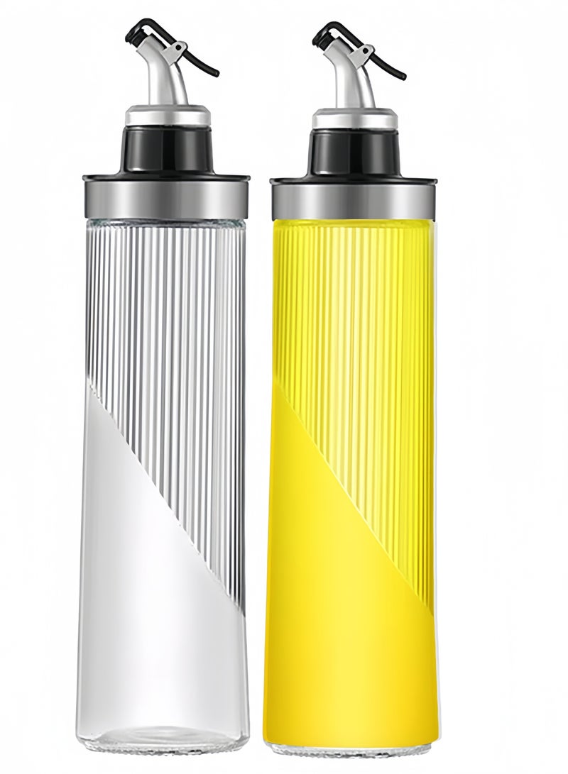 جيجيرو عبوتان من زجاجات موزع زيت الطهي سعة 650 مل، موزع زيت زجاجي عالي الصلابة خالٍ من الرصاص، موزع زيت الزيتون، زجاجات رذاذ زيت غير قابلة للتنقيط - Image 1