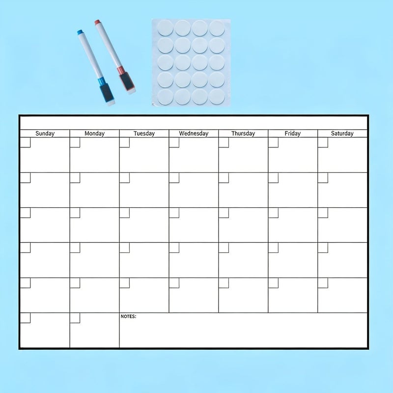 Extra Large Undated Erasable Wall Calendar 48x32 Inches with Markers and Stickers - Image 1