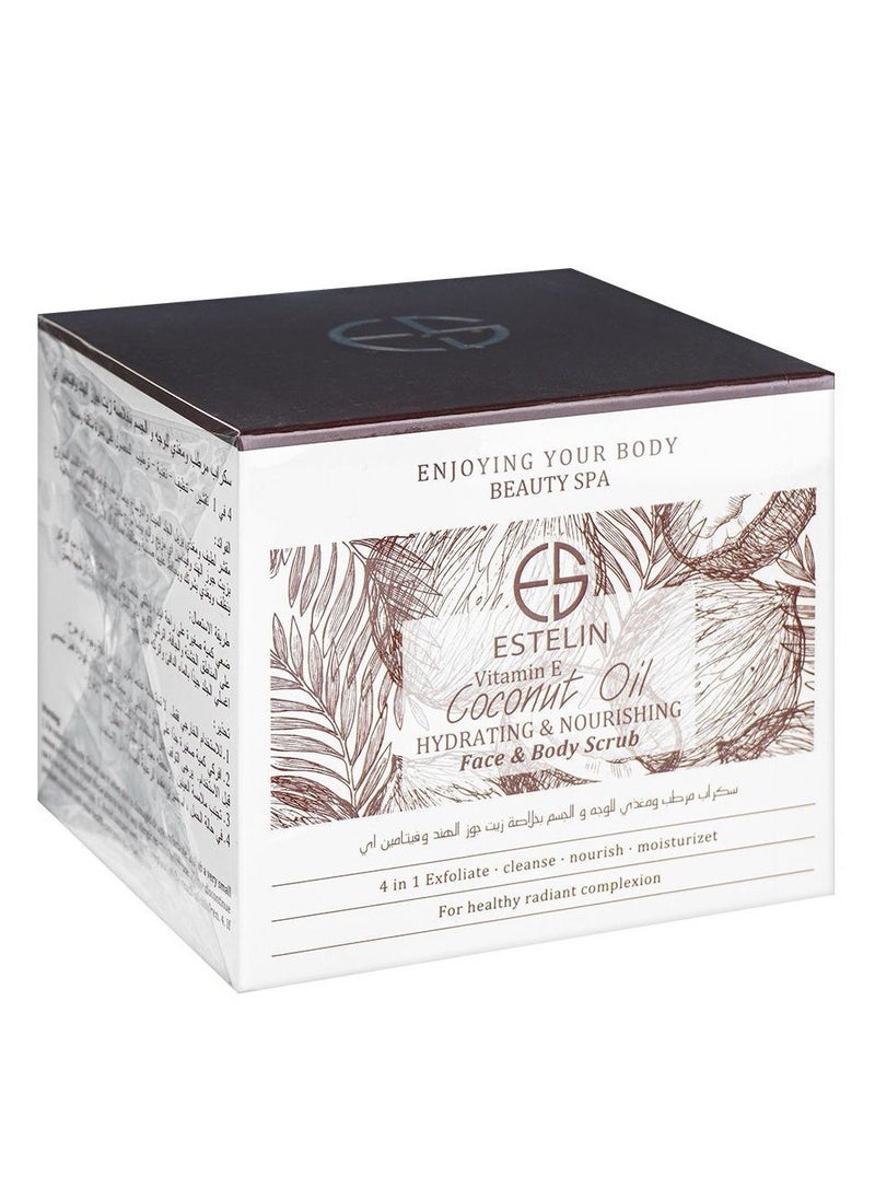 ESTELIN Coconut Oil and Vitamin E Hydrating and Nourishing Face and Body Scrub 250g