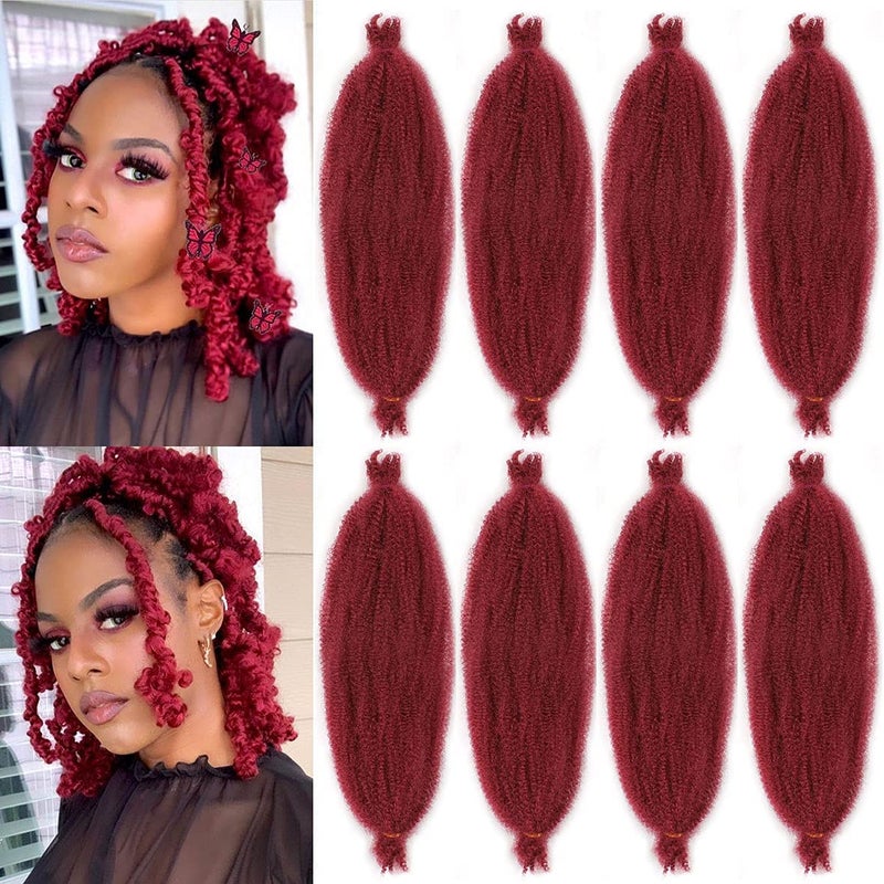 Xtrend 8 Packs Springy Afro Twist Hair Wine Red Spring Twist For Distressed Soft Locs 16 Inch Synthetic PreSeparated Crochet Braiding Hair Long Marley Twist Hair Extension For Women8 StrandsPackBUG - Image 2