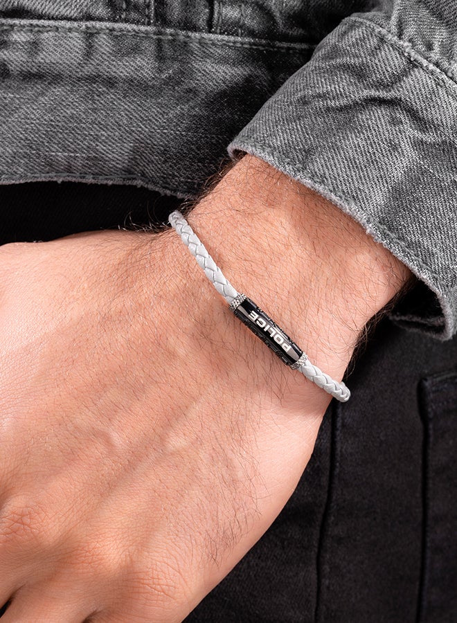 بوليس سوار رجالي من جلد وارن رمادي بشعار جناح أسود ورمادي - Image 4