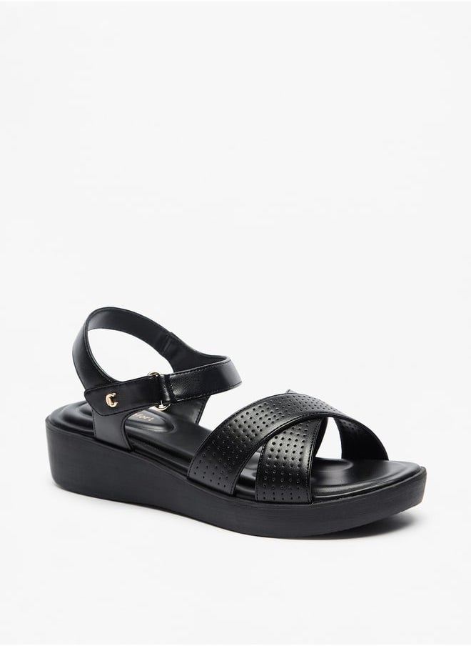 Le Confort - Women's Cross Strap Sandals with Hook and Loop Closure - Image 1