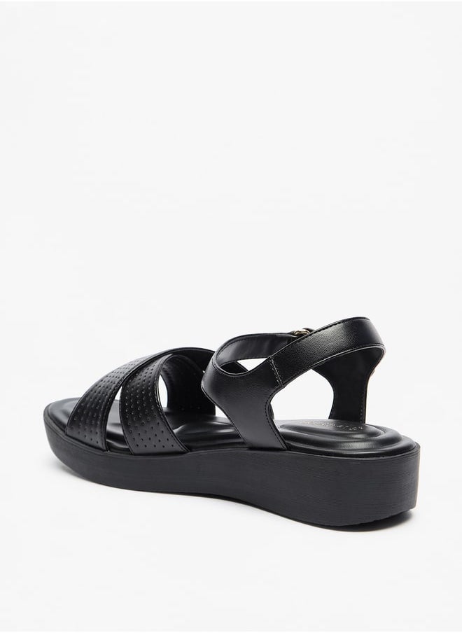 Le Confort - Women's Cross Strap Sandals with Hook and Loop Closure - Image 1