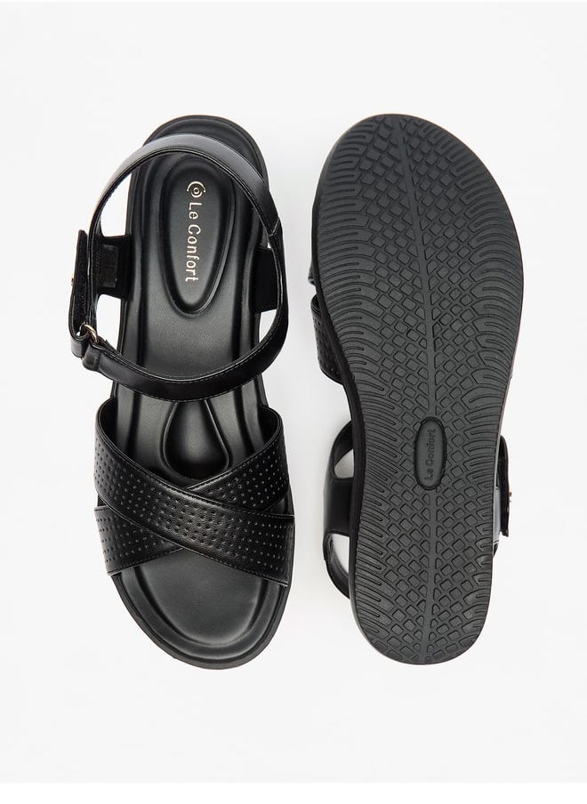 Le Confort - Women's Cross Strap Sandals with Hook and Loop Closure - Image 1