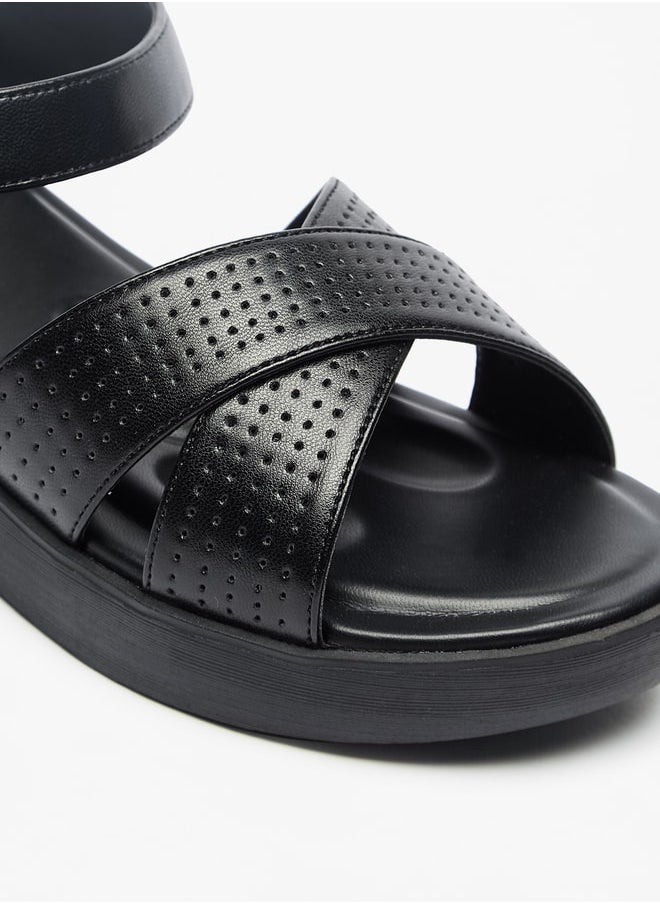 Le Confort - Women's Cross Strap Sandals with Hook and Loop Closure - Image 1