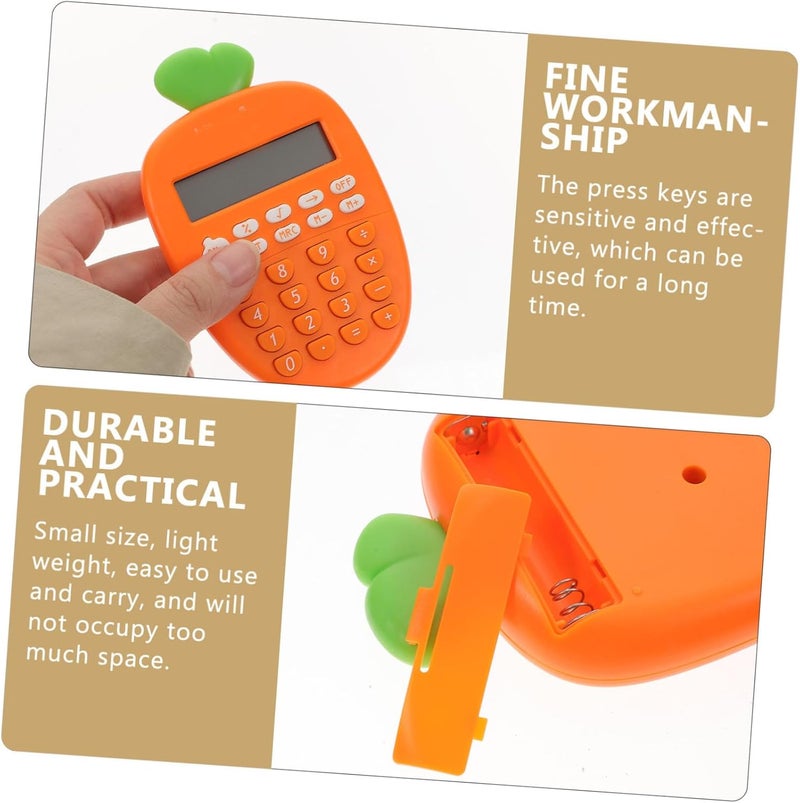2pcs Portable 12-Digit Carrot-Shaped Plastic Calculators Dual Power Basic Calculating Tools for Students Office and School Use - Image 3