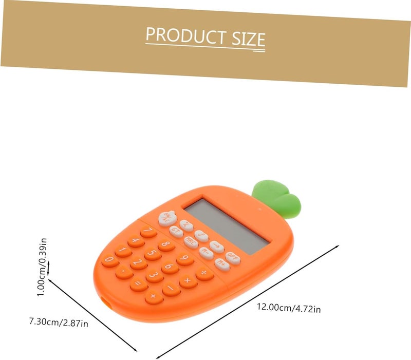 2pcs Portable 12-Digit Carrot-Shaped Plastic Calculators Dual Power Basic Calculating Tools for Students Office and School Use - Image 2