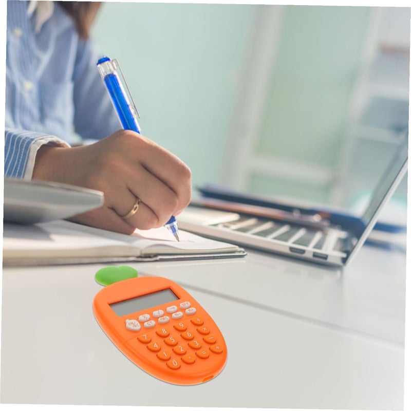 2pcs Portable 12-Digit Carrot-Shaped Plastic Calculators Dual Power Basic Calculating Tools for Students Office and School Use - Image 5